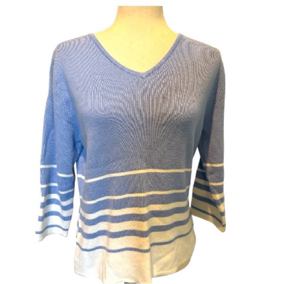 Croft & Barrow Striped V Neck Pullover Sweater Size Petite Medium - Picture 1 of 10
